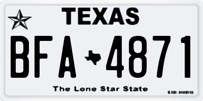 TX license plate BFA4871