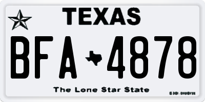 TX license plate BFA4878