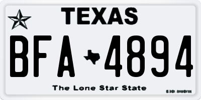 TX license plate BFA4894