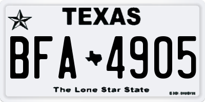 TX license plate BFA4905