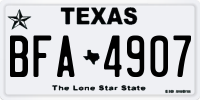 TX license plate BFA4907
