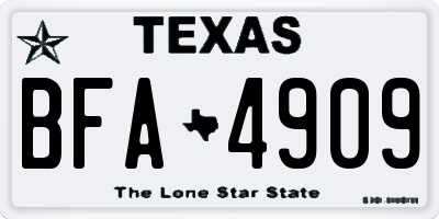 TX license plate BFA4909