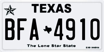 TX license plate BFA4910