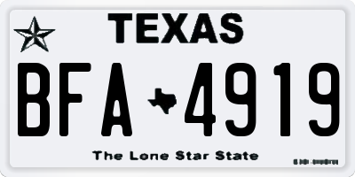 TX license plate BFA4919