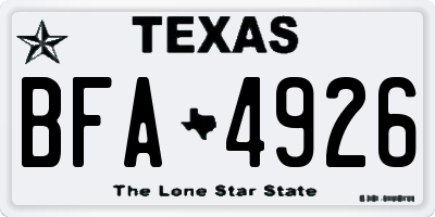TX license plate BFA4926