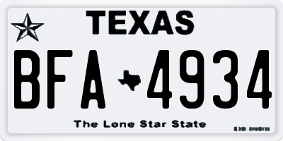 TX license plate BFA4934
