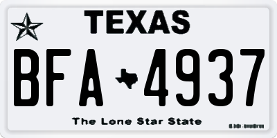 TX license plate BFA4937
