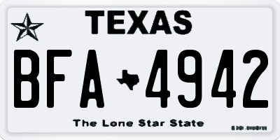 TX license plate BFA4942