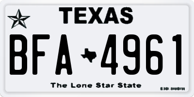 TX license plate BFA4961