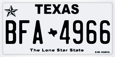 TX license plate BFA4966