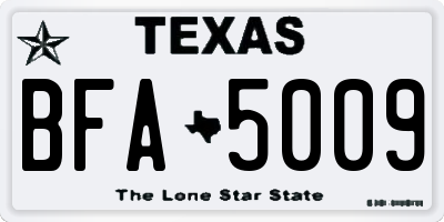 TX license plate BFA5009