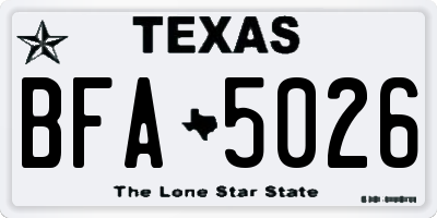 TX license plate BFA5026
