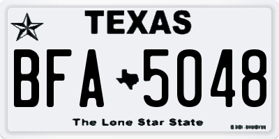 TX license plate BFA5048