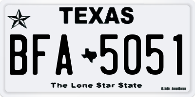 TX license plate BFA5051