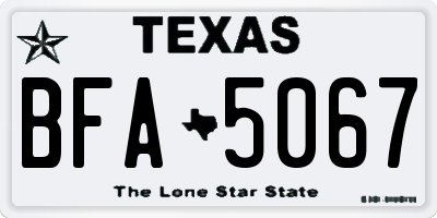 TX license plate BFA5067