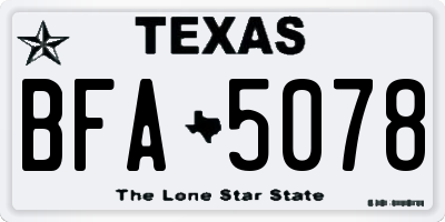 TX license plate BFA5078
