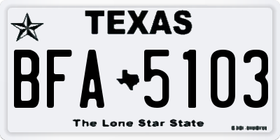 TX license plate BFA5103