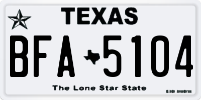 TX license plate BFA5104