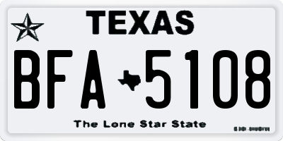 TX license plate BFA5108
