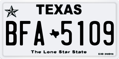 TX license plate BFA5109