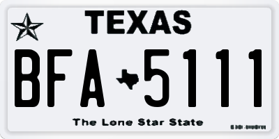 TX license plate BFA5111