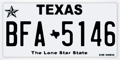 TX license plate BFA5146