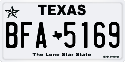 TX license plate BFA5169