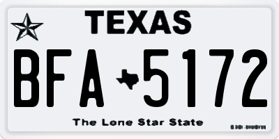 TX license plate BFA5172