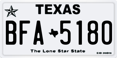 TX license plate BFA5180