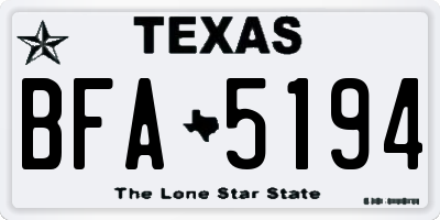 TX license plate BFA5194