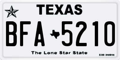 TX license plate BFA5210