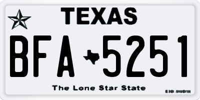 TX license plate BFA5251