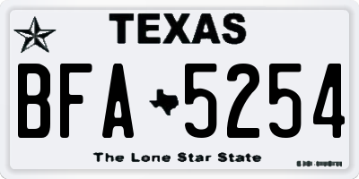 TX license plate BFA5254