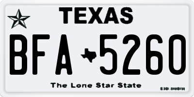 TX license plate BFA5260