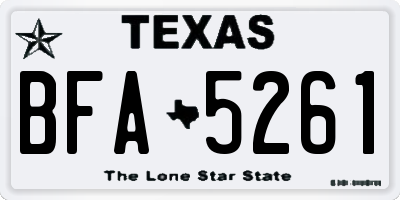 TX license plate BFA5261