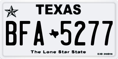 TX license plate BFA5277