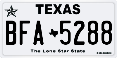 TX license plate BFA5288