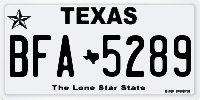 TX license plate BFA5289