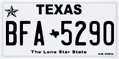 TX license plate BFA5290