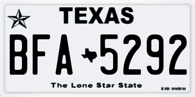 TX license plate BFA5292