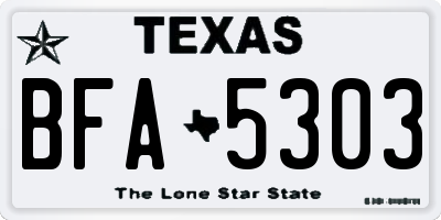 TX license plate BFA5303