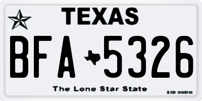 TX license plate BFA5326
