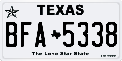 TX license plate BFA5338