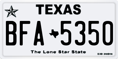TX license plate BFA5350