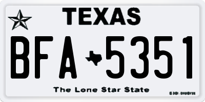 TX license plate BFA5351
