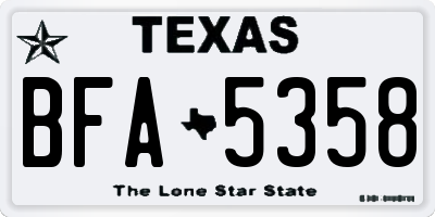 TX license plate BFA5358