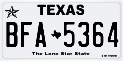 TX license plate BFA5364