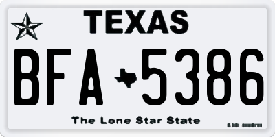 TX license plate BFA5386