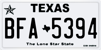 TX license plate BFA5394