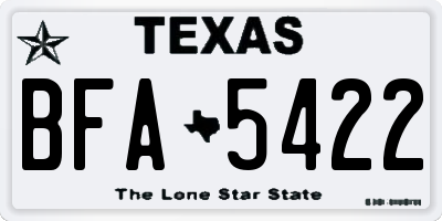 TX license plate BFA5422